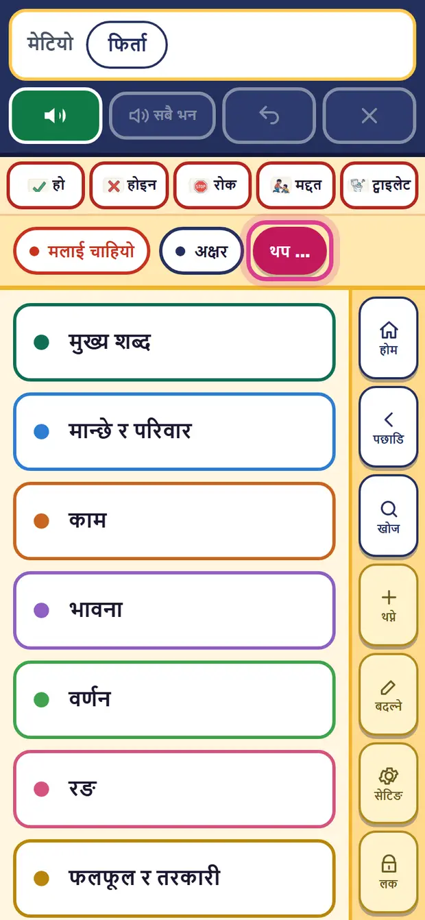 थप बटन र समूहहरूको लिस्ट